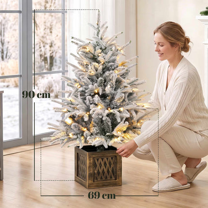Pre-Lit Tabletop Christmas Tree 90 cm, 70 Warm White LEDs, Flocked, 488 Tips
