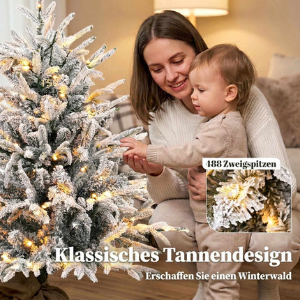 Pre-Lit Tabletop Christmas Tree 90 cm, 70 Warm White LEDs, Flocked, 488 Tips