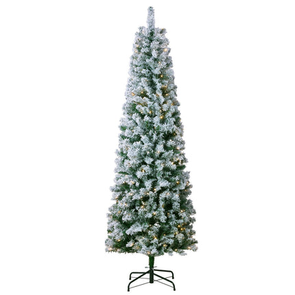 Prelit Flocked Artificial Christmas Tree 6.5 ft, 250 LEDs