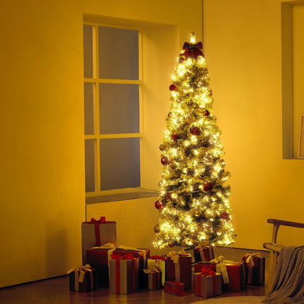 Prelit Flocked Artificial Christmas Tree 6.5 ft, 250 LEDs