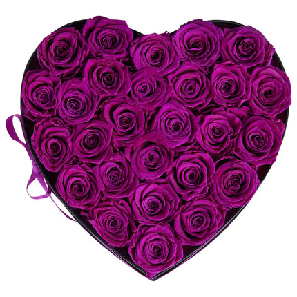 Preserved Roses, 27 Count, Purple Heart Gift Box