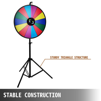 Prize Wheel Spinner, 24 Inch, 14 Slots, Tripod Stand