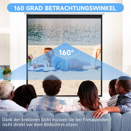 Projektora ekrāns 99 collu 1:1 attiecība, 4K HD, 160° skata leņķis