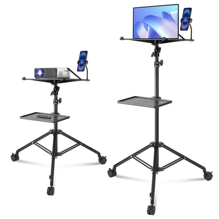 Projector Stand with Wheels, Adjustable 31–67 In, 2 Trays
