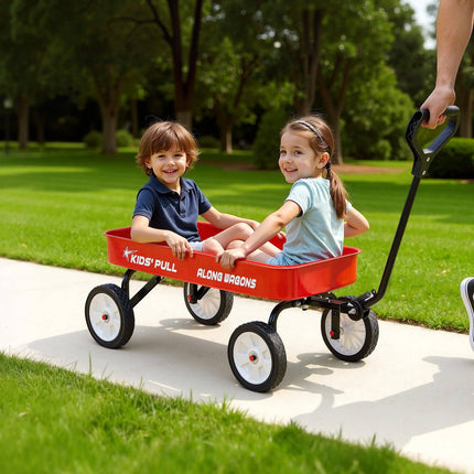 Pull-Along Wagon, 101 cm, 80 kg Capacity, Red