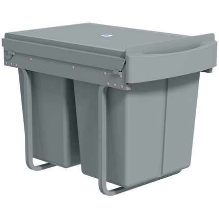 Izvelkama atkritumu tvertne, 2 x 20 l, izņemamas tvertnes, pelēka