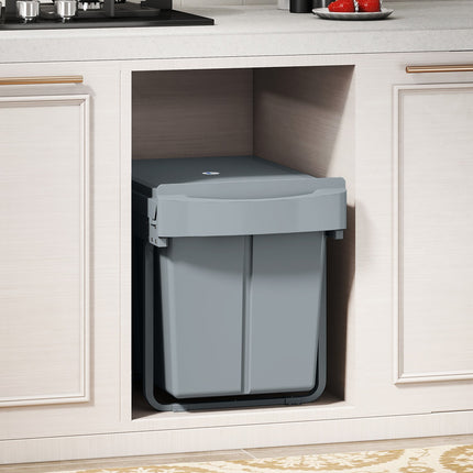 Izvelkama atkritumu tvertne, 2 x 20 l, izņemamas tvertnes, pelēka
