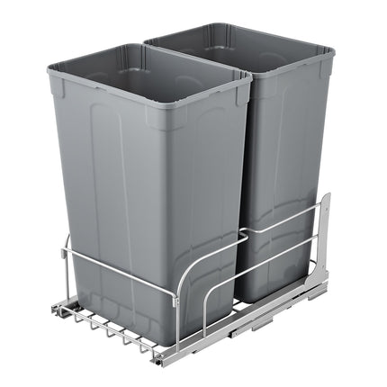 Pull-Out Trash Can, Double 50 Qt Soft-Close, Grey