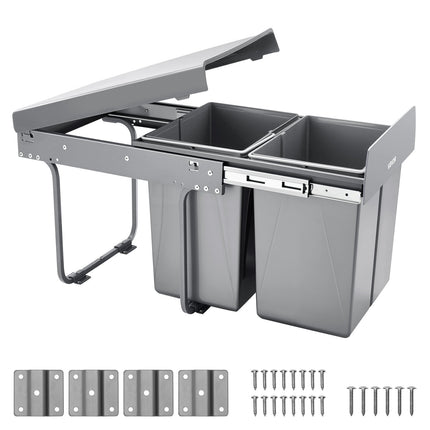 Pull-Out Under-Cabinet Trash Can, Dual 20L, Slide Rails