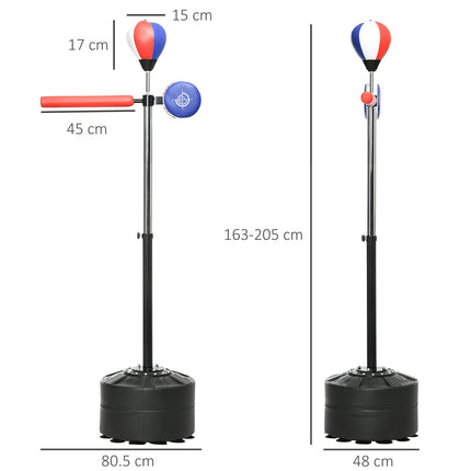 Adjustable boxing rack with reflex bar and bag, 1.63-2.05 M
