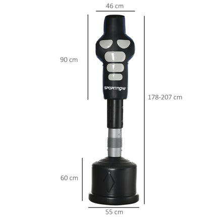 Boksa maiss, stāvošs boksa maiss, ķermeņa boksa maiss ar HDPE pamatni, brīvi stāvošs boksa partneris pieaugušajiem, mājas treniņiem, 178-207 cm, regulējams augstums