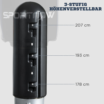 Boksa maiss, stāvošs boksa maiss, ķermeņa boksa maiss ar HDPE pamatni, brīvi stāvošs boksa partneris pieaugušajiem, mājas treniņiem, 178-207 cm, regulējams augstums