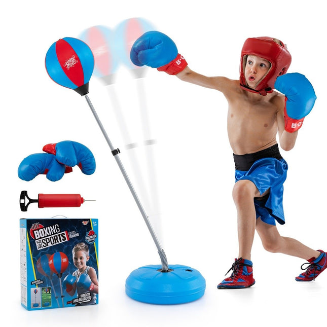 Boksa bumba 120-154 cm augstumā, regulējama stāvoša boksa bumba, boksa maisa komplekts, boksa komplekts bērniem, zils