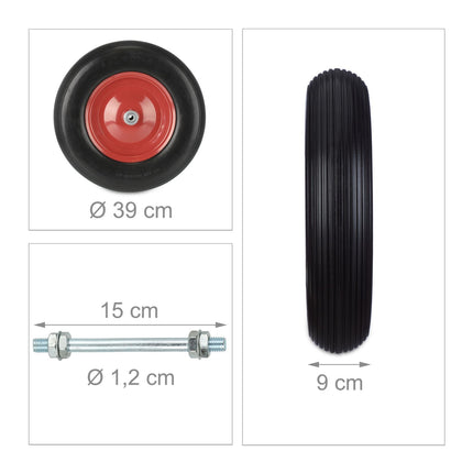 Necaurdurams cietgumijas ritenis ar asi 4.80-8