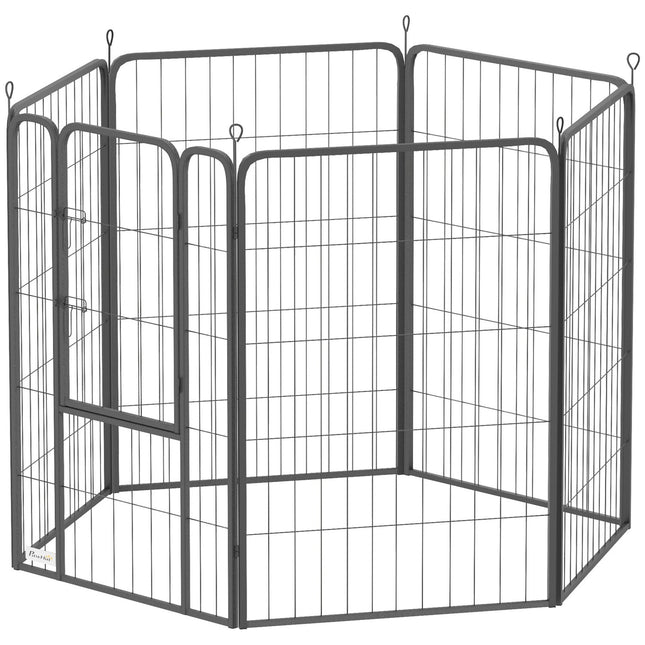 Kucēnu aploks, sešstūrains, kucēnu aploks ar 6 režģa paneļiem, durvis, elastīgs, salokāms, aizsargājošs brezents, āra aploks, 100 cm augsts, suņu aploks, kucēnu vārti suņiem, kaķiem, aploks iekštelpām un āra apstākļiem