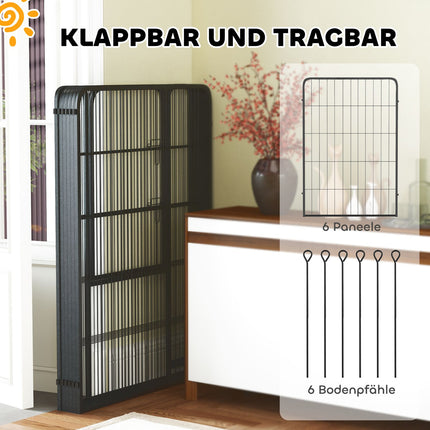 Kucēnu aploks, sešstūrains, kucēnu aploks ar 6 režģa paneļiem, durvis, elastīgs, salokāms, aizsargājošs brezents, āra aploks, 100 cm augsts, suņu aploks, kucēnu vārti suņiem, kaķiem, aploks iekštelpām un āra apstākļiem