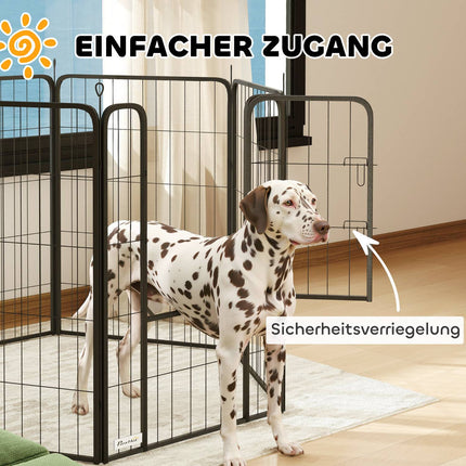 Kucēnu aploks, sešstūrains, kucēnu aploks ar 6 režģa paneļiem, durvis, elastīgs, salokāms, aizsargājošs brezents, āra aploks, 100 cm augsts, suņu aploks, kucēnu vārti suņiem, kaķiem, aploks iekštelpām un āra apstākļiem