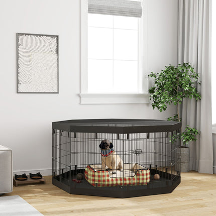Playpen with doors and net for dogs under 20 kg, 159 cm, black