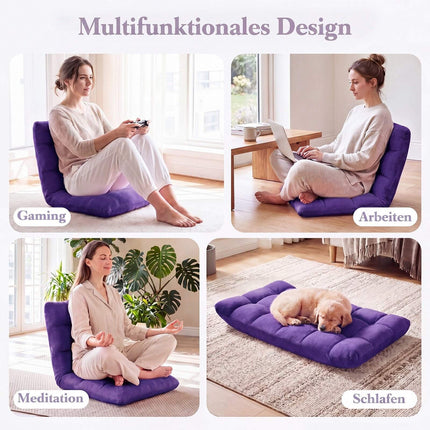 Violets saliekams grīdas krēsls ar regulējamu atzveltni