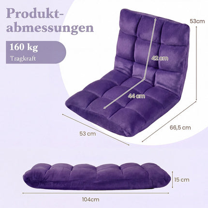 Violets saliekams grīdas krēsls ar regulējamu atzveltni
