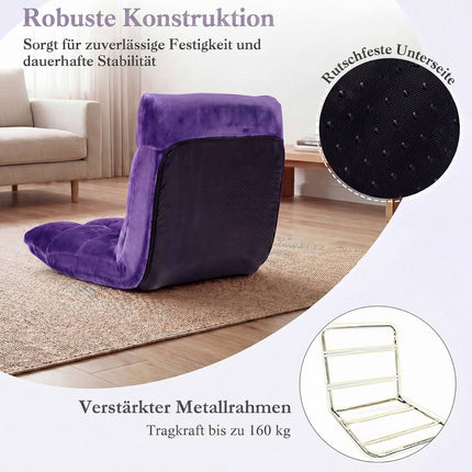 Violets saliekams grīdas krēsls ar regulējamu atzveltni