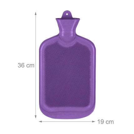 Violeta karstā ūdens pudele 2L, hermētiska, sāpju mazināšanai