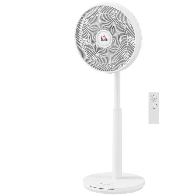 Kluss pjedestāla ventilators ar tālvadības pulti, ventilators ar 12 ātruma līmeņiem, taimeri, regulējamu slīpumu un svārstības, miega režīmi, balts |