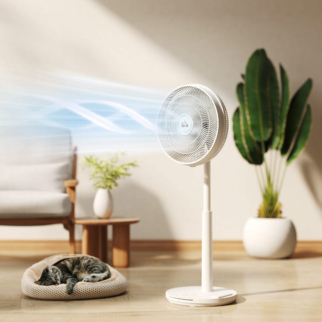 Kluss pjedestāla ventilators ar tālvadības pulti, ventilators ar 12 ātruma līmeņiem, taimeri, regulējamu slīpumu un svārstības, miega režīmi, balts |