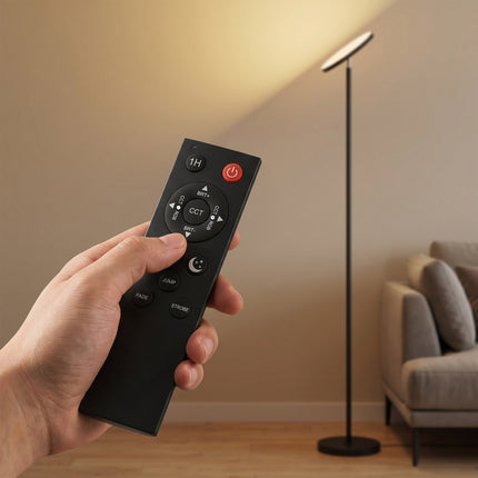 RGB grīdas lampa, regulējama, ar tālvadību un skārienjutīgu gaismu, melna