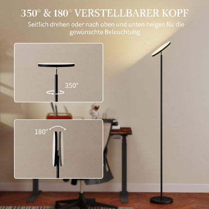 RGB grīdas lampa, regulējama, ar tālvadību un skārienjutīgu gaismu, melna
