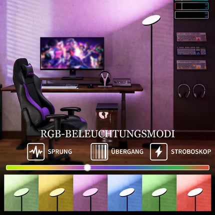 RGB grīdas lampa, regulējama, ar tālvadību un skārienjutīgu gaismu, melna