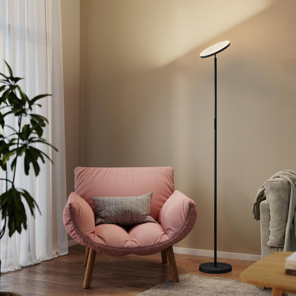 RGB grīdas lampa, regulējama, ar tālvadību un skārienjutīgu gaismu, melna