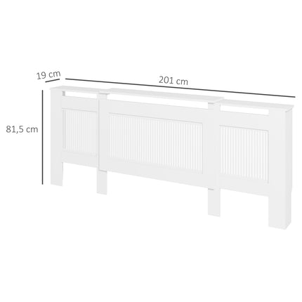 Radiatora pārsegs, izvelkams radiatora pārsegs ar plauktu, līstēm, apsildāmo pārsegu, apsildāmo pārsegu, radiatora pārsegs, 125-201 x 19 x 81,5 cm, balts