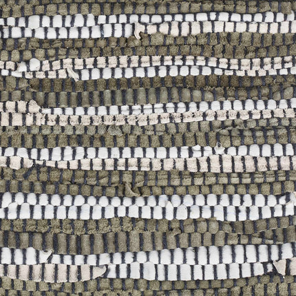 Rag rug leather & cotton striped