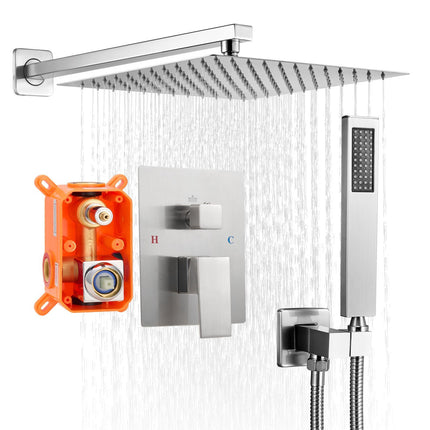 Rain Shower Faucet Set, 10-Inch Square Head, Handheld