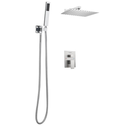 Rain Shower Faucet Set, 10-Inch Square Head, Handheld