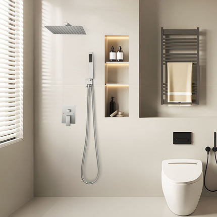 Rain Shower Faucet Set, 10-Inch Square Head, Handheld