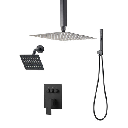 Rain Shower System, Matte Black, Dual Head, Handheld