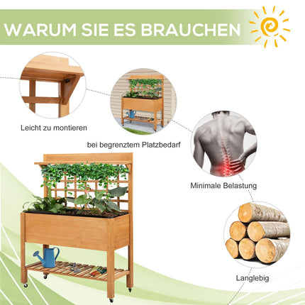 Raised wooden garden table for balcony, 105x40x135 cm Spruce