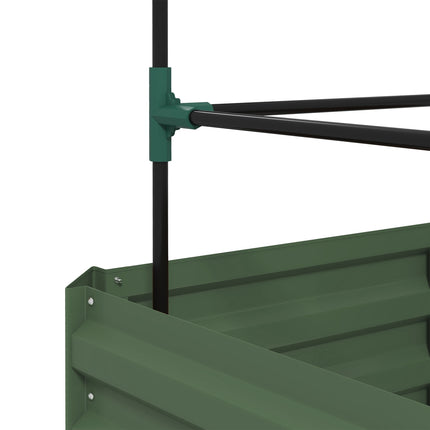Paaugstināta dobe ar režģi, puķu kaste ar atvērtu pamatni, dārzeņu dobe, augu kaste, garšaugu dobe dārzam, balkons, cinkots tērauds, zaļa