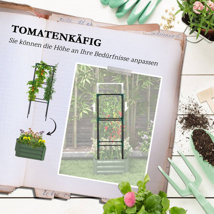 Paaugstināta dobe ar režģi, puķu kaste ar atvērtu pamatni, dārzeņu dobe, augu kaste, garšaugu dobe dārzam, balkons, cinkots tērauds, zaļa