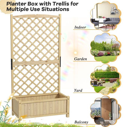 Raised Garden Bed With Trellis, Fir Wood, 90x44.5x180cm