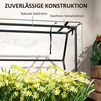 Paaugstināta dārza dobe ar siltumnīcas pārsegu, 100x48x124 cm, melna