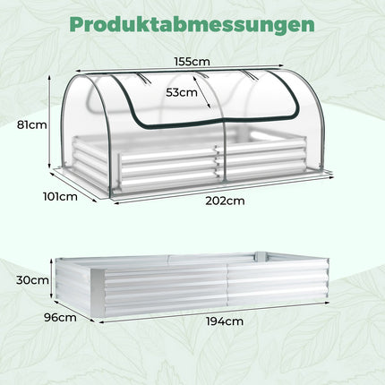 Paaugstināta dārza dobe ar noņemamu PVC siltumnīcas pārsegu