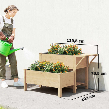 Paaugstināta dārza dobe ar plauktiem, 76,5 cm, egles koks
