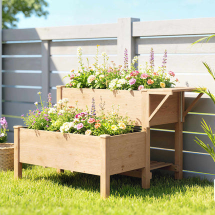 Paaugstināta dārza dobe ar plauktiem, 76,5 cm, egles koks