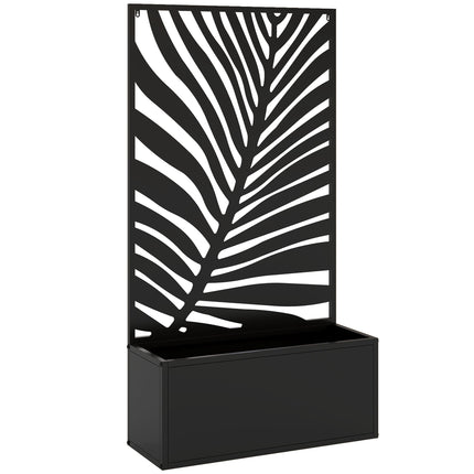 Paaugstināta puķu kaste ar režģi, metāla, 61 x 23 x 113 cm