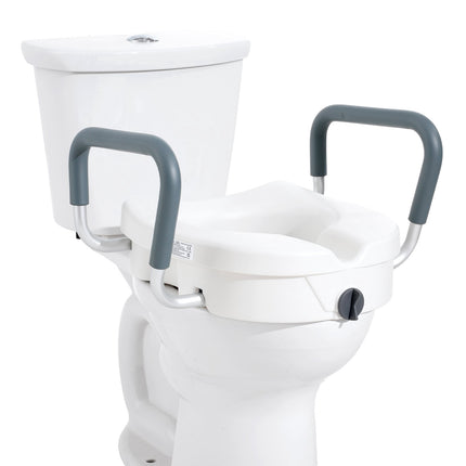 Raised Toilet Seat 5 Inch, 350 lb, Padded Arms