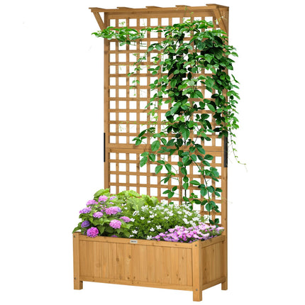 Wooden garden pots with trellis, 90x45x183 cm