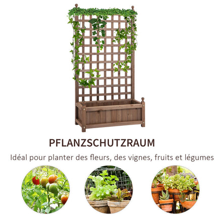 Wooden planter box with trellis, 64x28x120cm